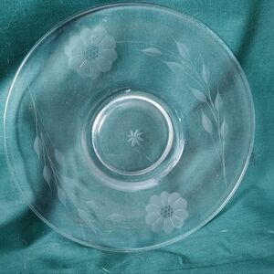 Vintage Cornflower Etched Glass Desseer 6.5" Plate Set Of 6